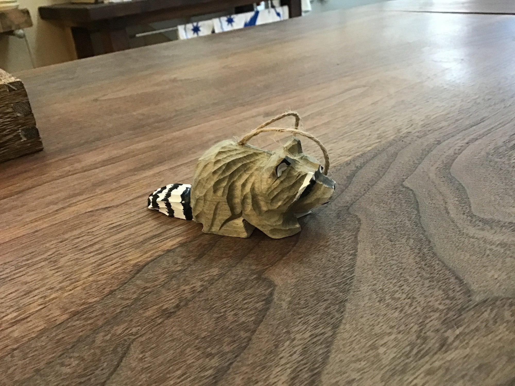 Raccoon Wooden Carved Ornament