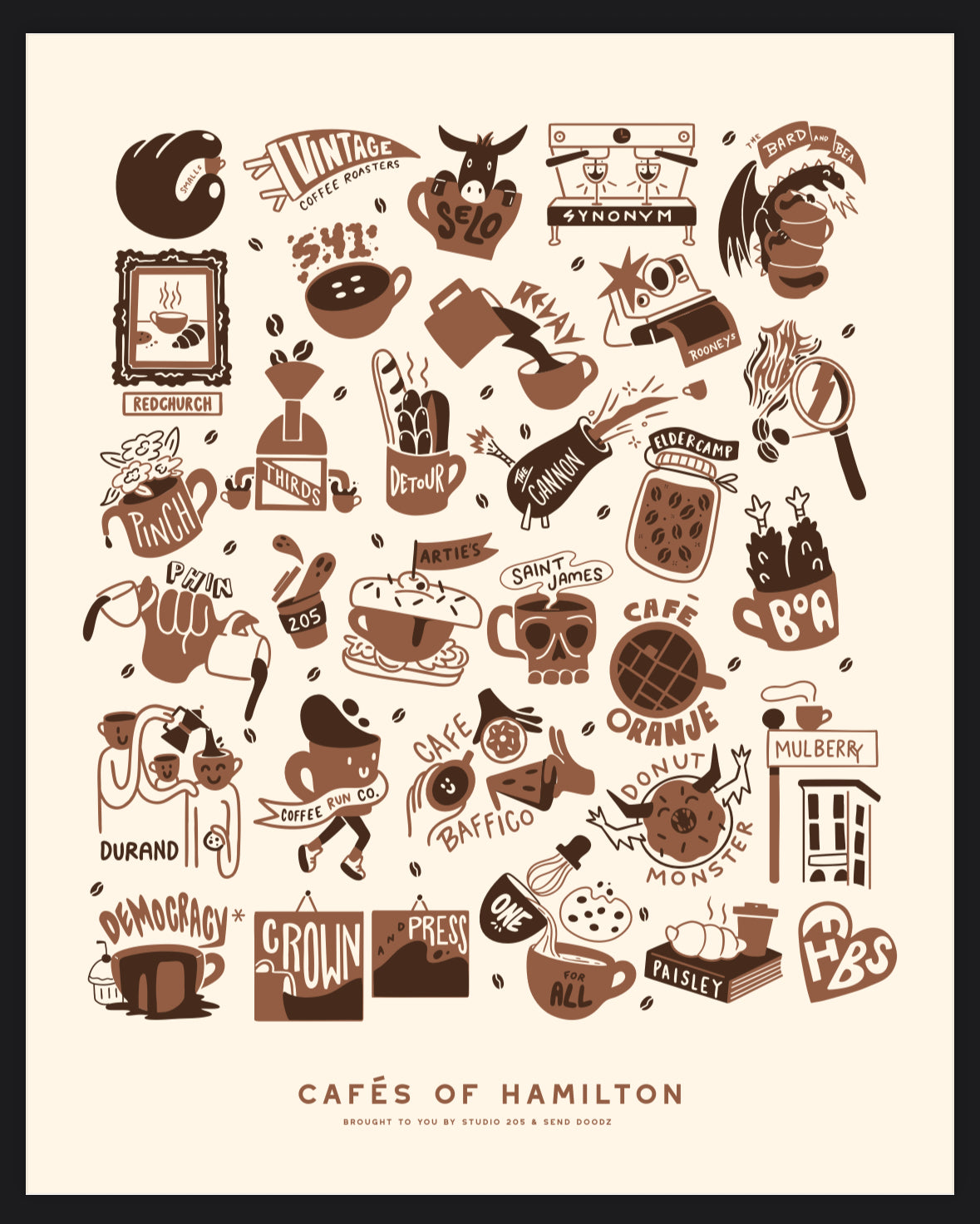 Cafes Of Hamilton 8x10 Print