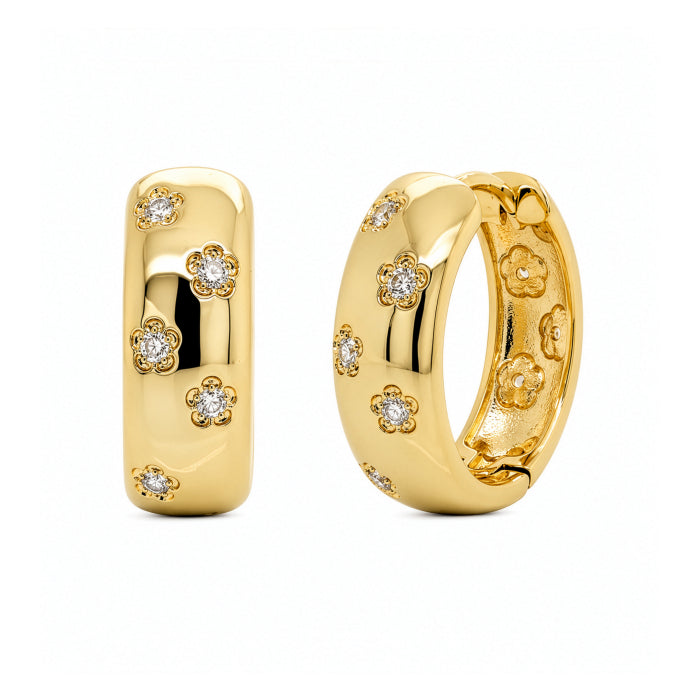 Flower Set Gem Hoops