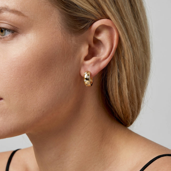 Flower Set Gem Hoops
