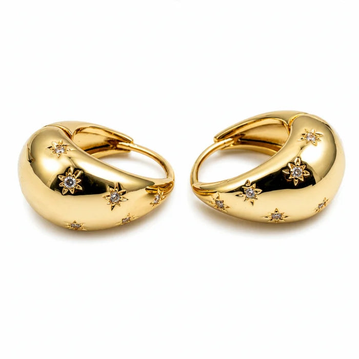 Star Set Gem Saddle Hoops