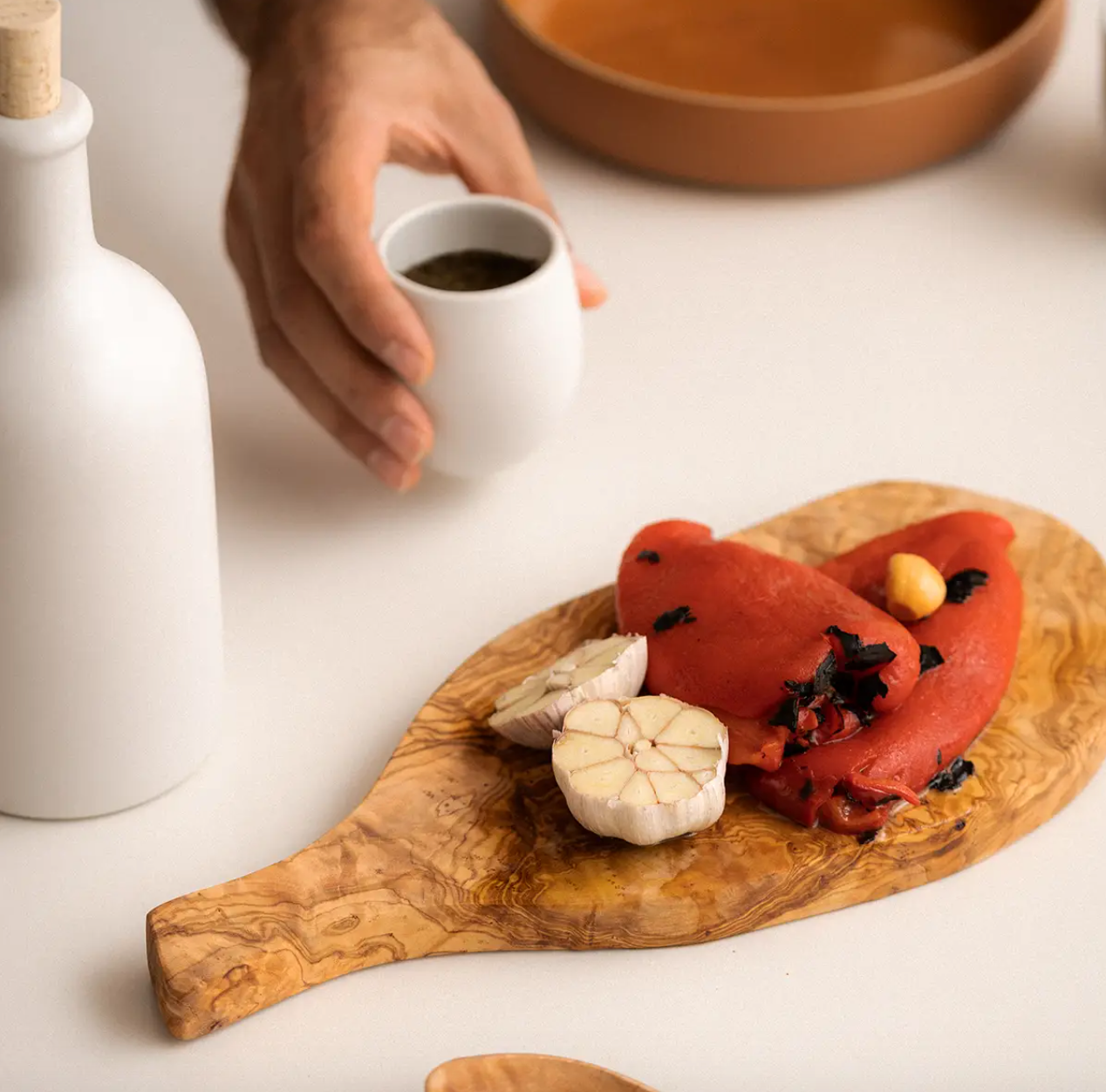 Olive Wood Cheese Board | Organic Shape with Handle - Gharyan