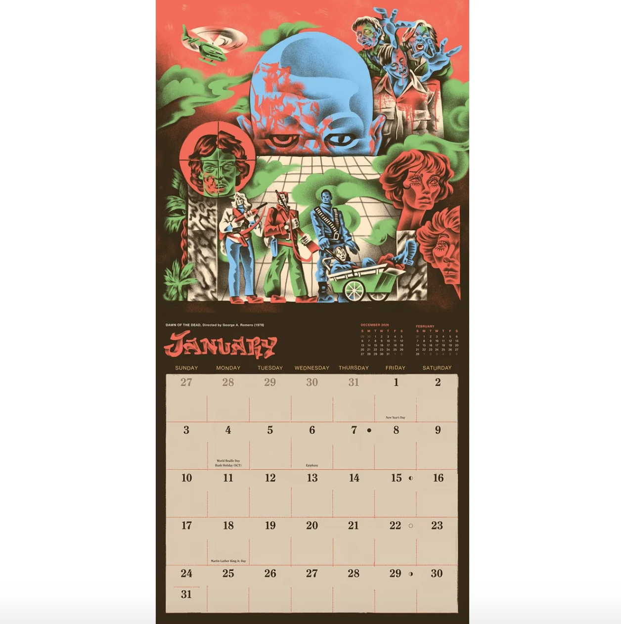 Classic Horror Movies 2027 Wall Calendar