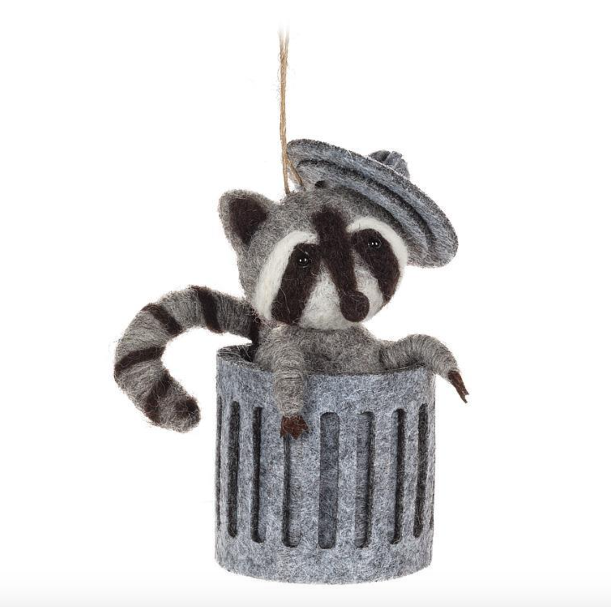 Raccoon In Trash Can Ornament