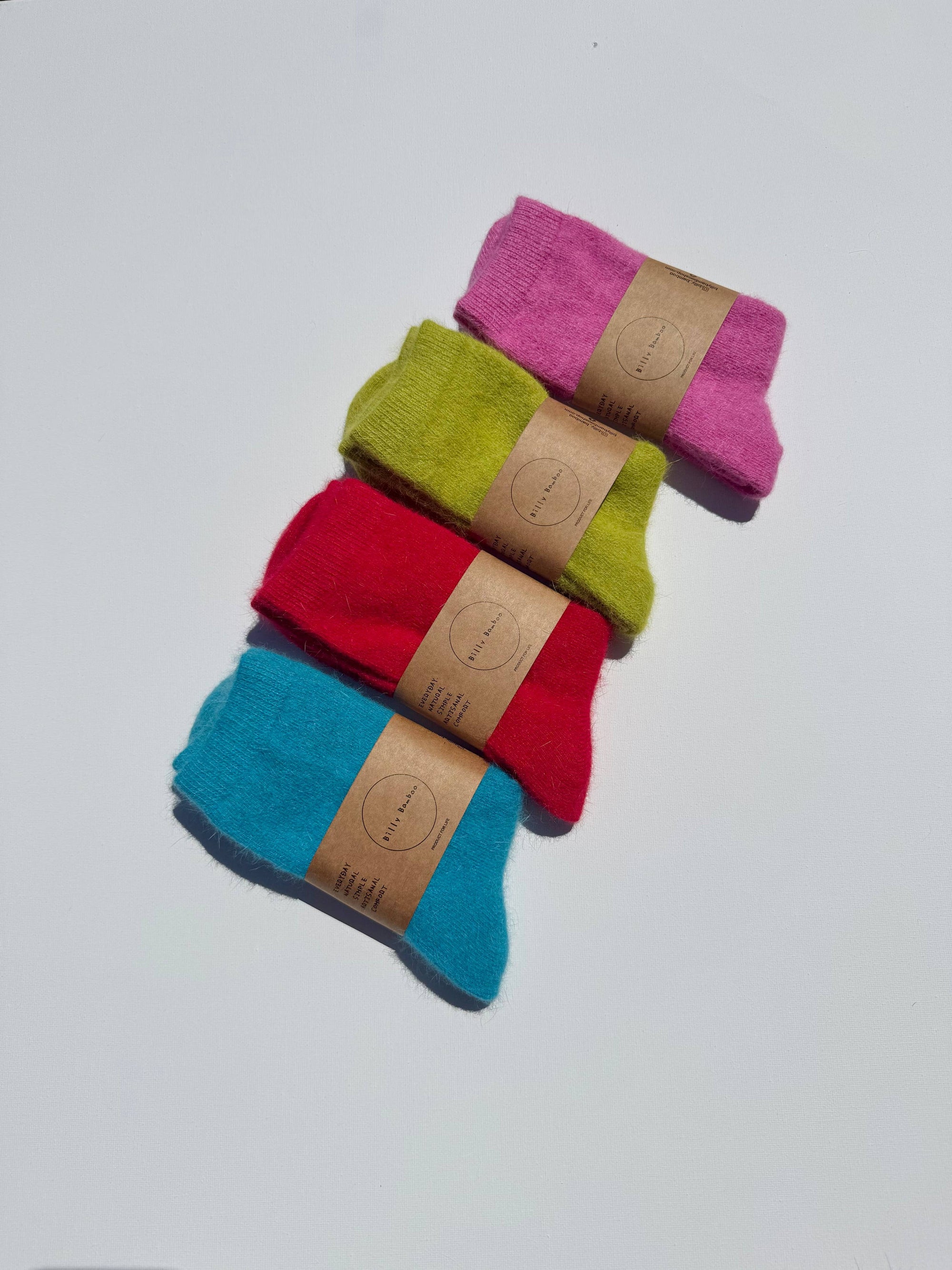 FLUFFY ANGORA SOCKS - crystal bright