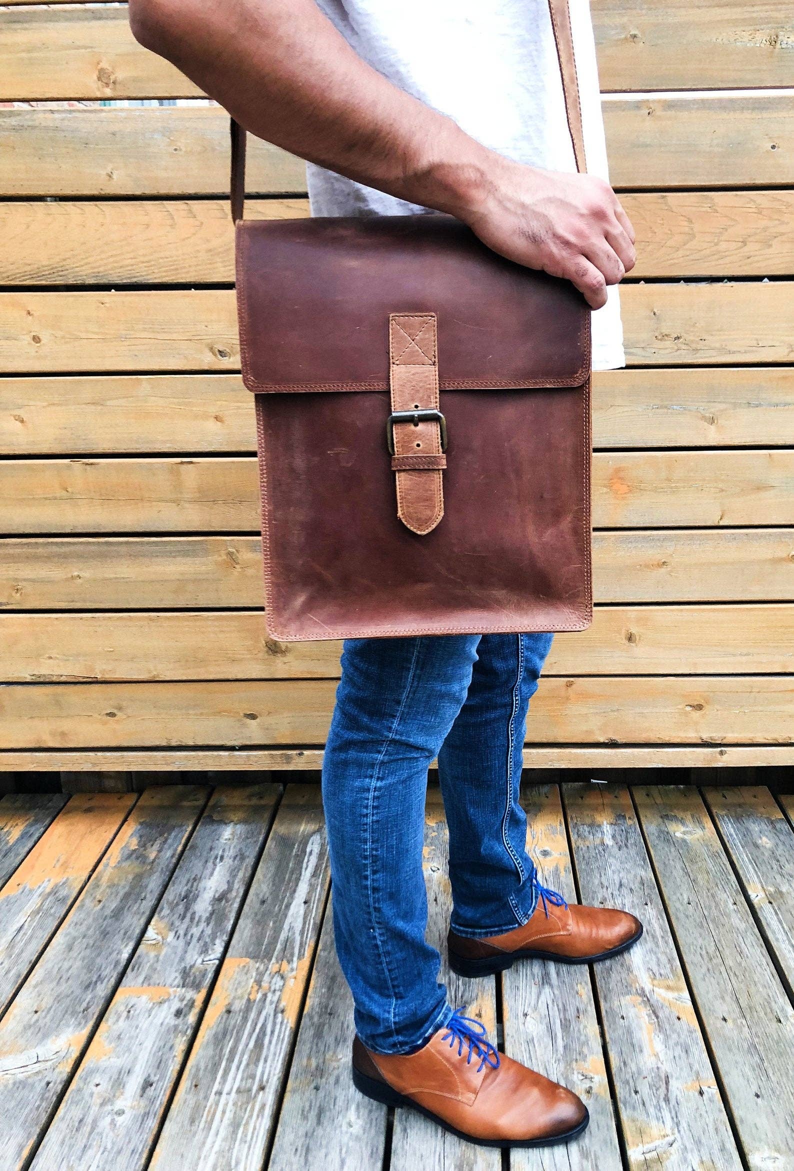 Montreal Leather Satchel - Saddle Brown