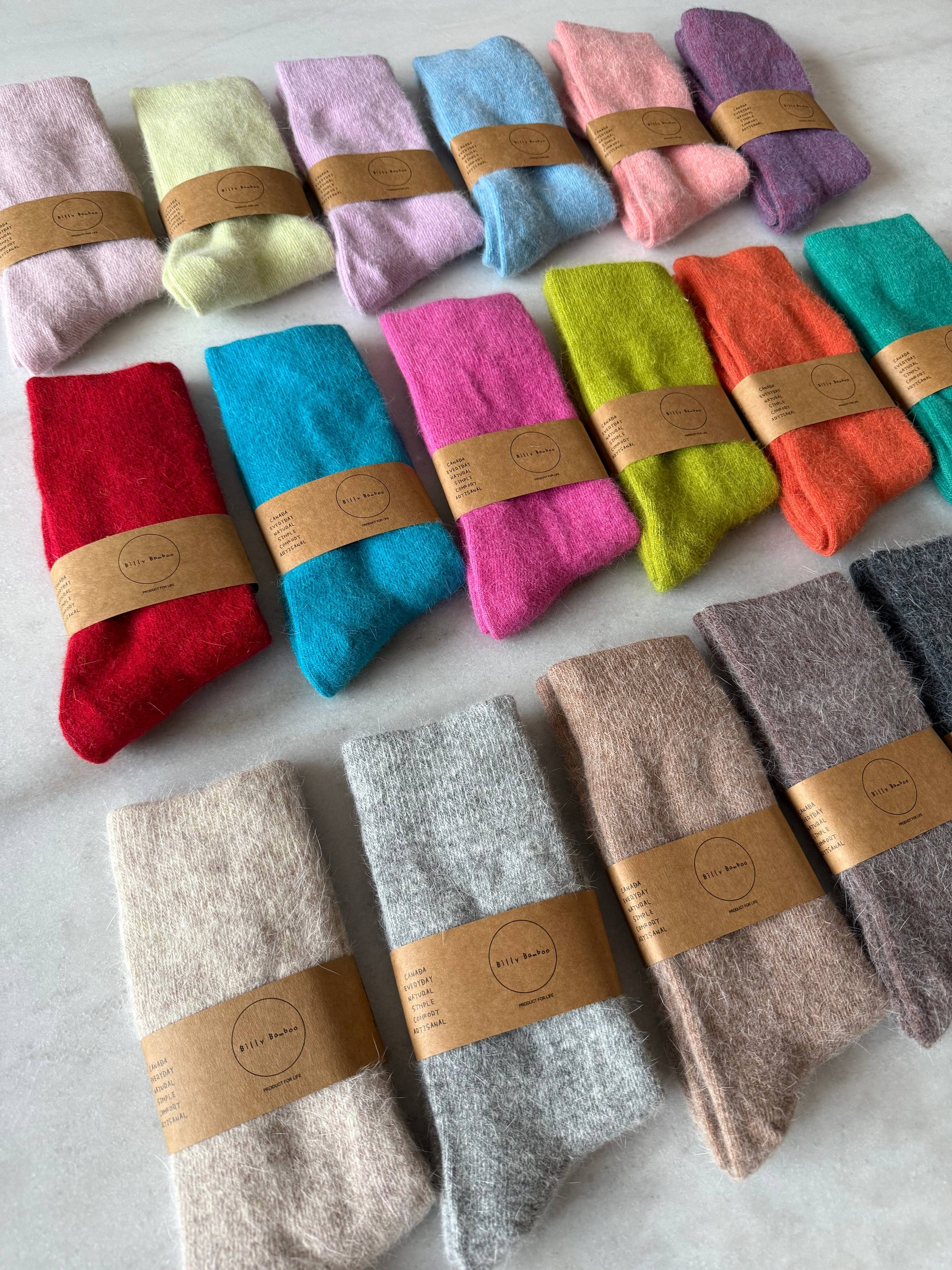 FLUFFY ANGORA SOCKS - crystal bright