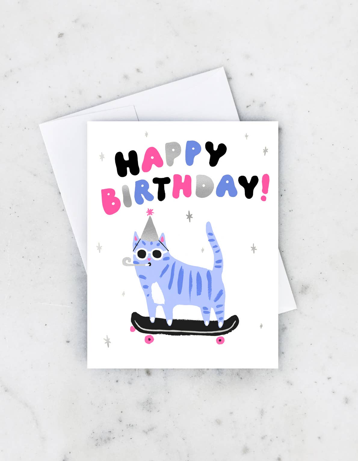 Happy Birthday Skater Cat Card