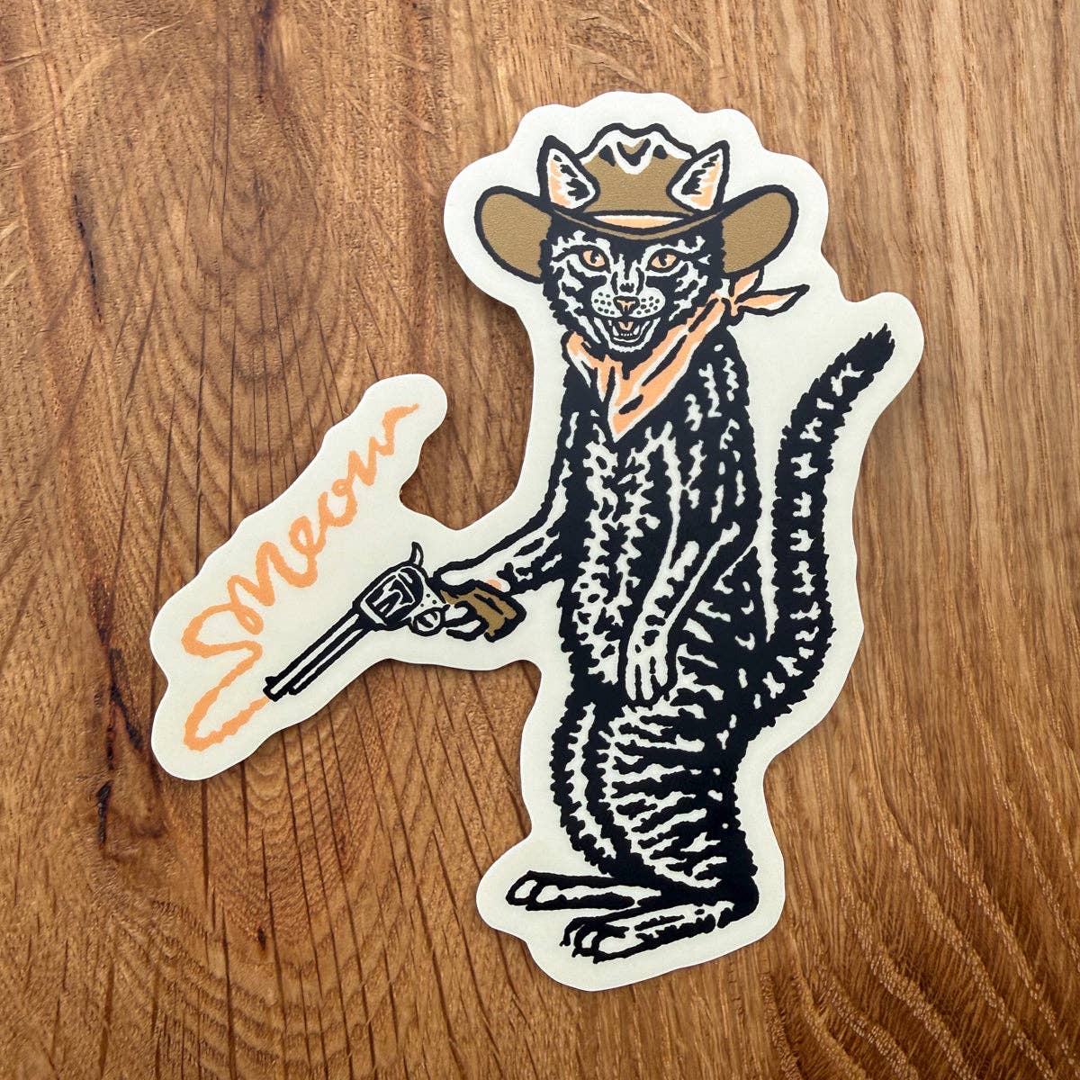 Bandit Cat Gun 4 Inch Matte Vinyl Sticker