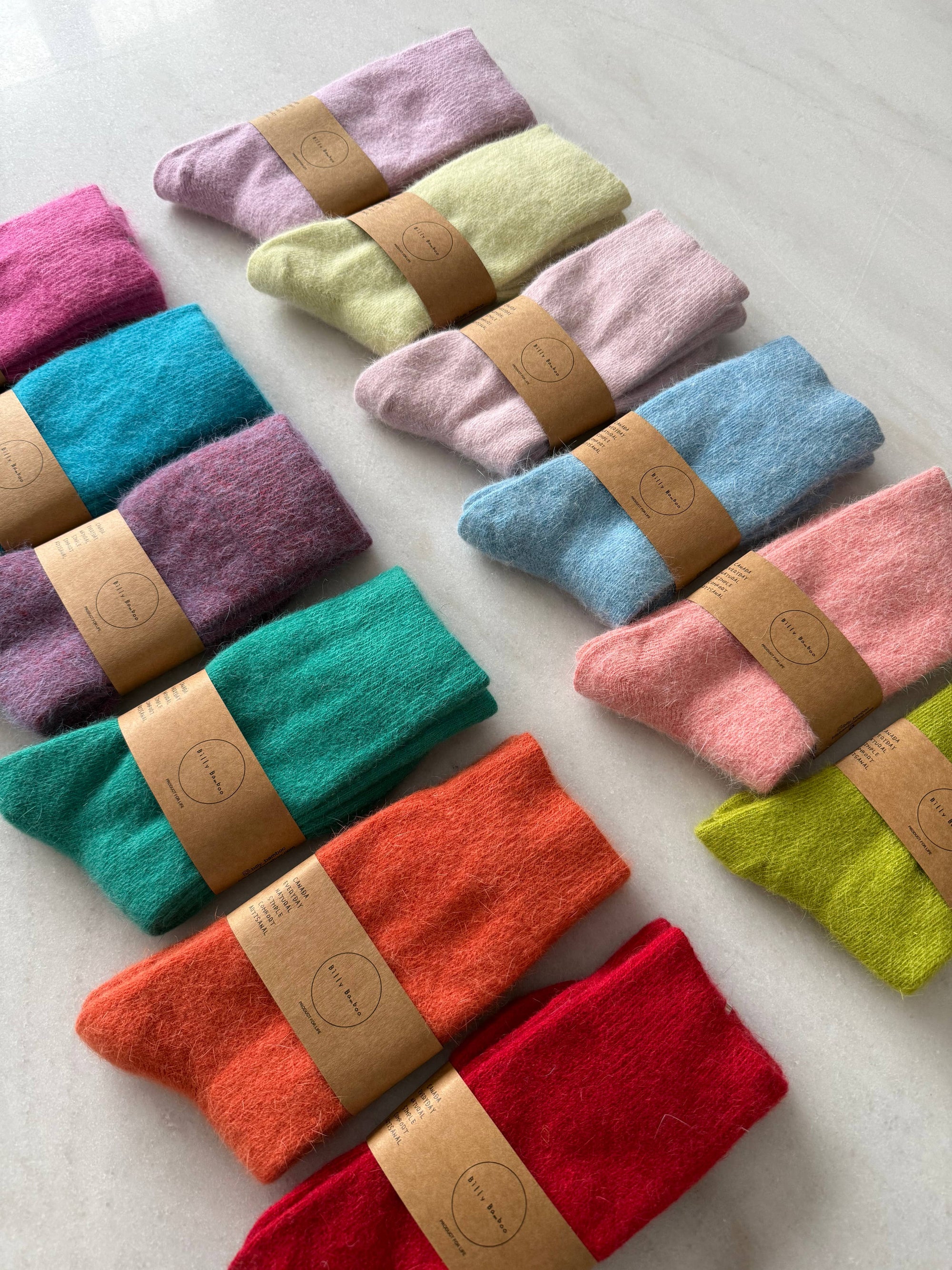 FLUFFY ANGORA SOCKS - crystal bright