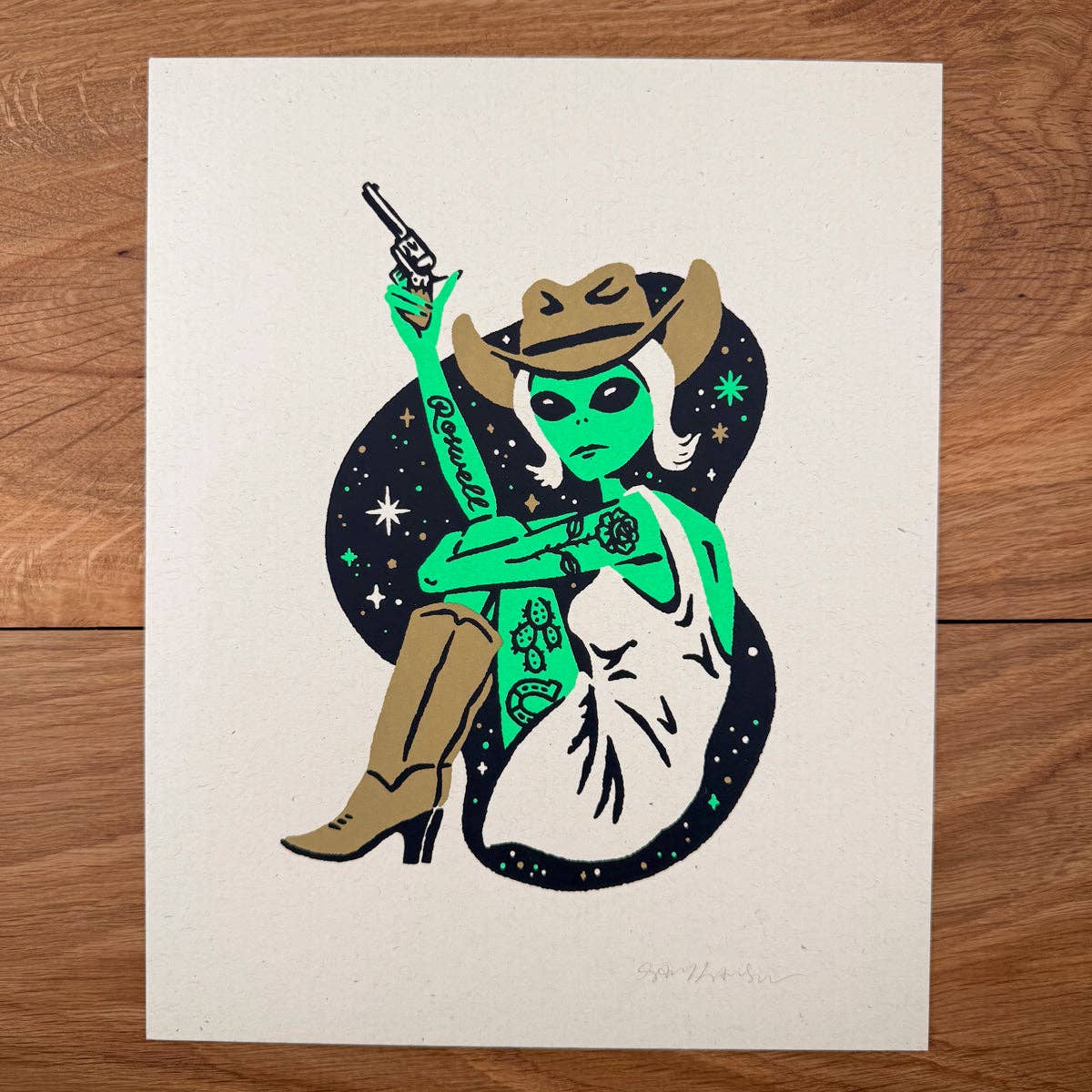 Western Alien Starr - Signed 8x10in Silkscreen Print on Recycled Paper