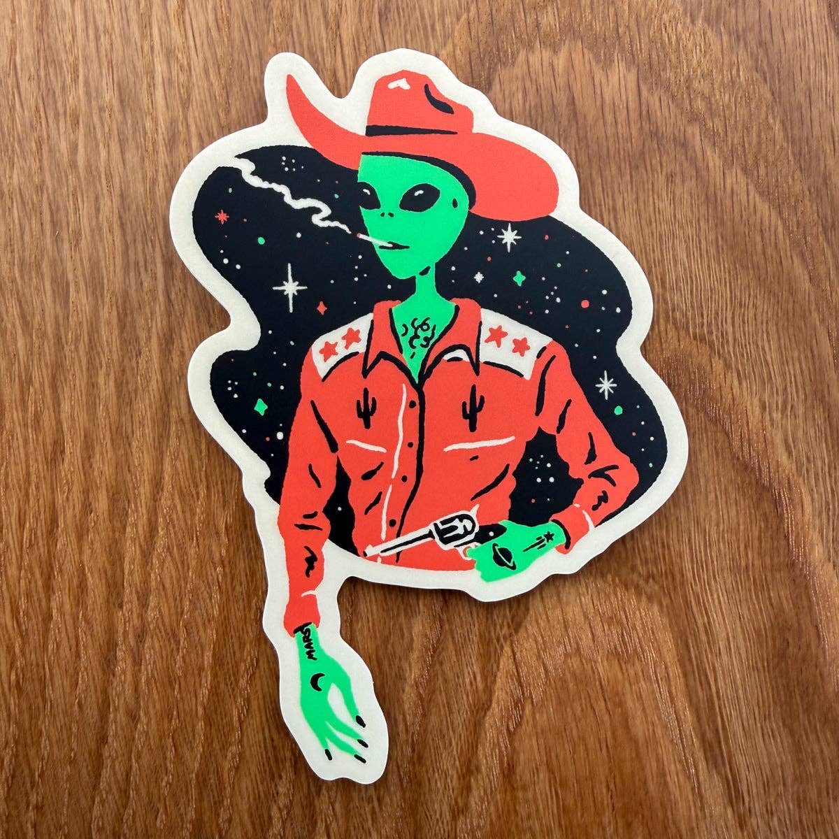 Smoking Alien James 4 Inch Matte Vinyl Sticker