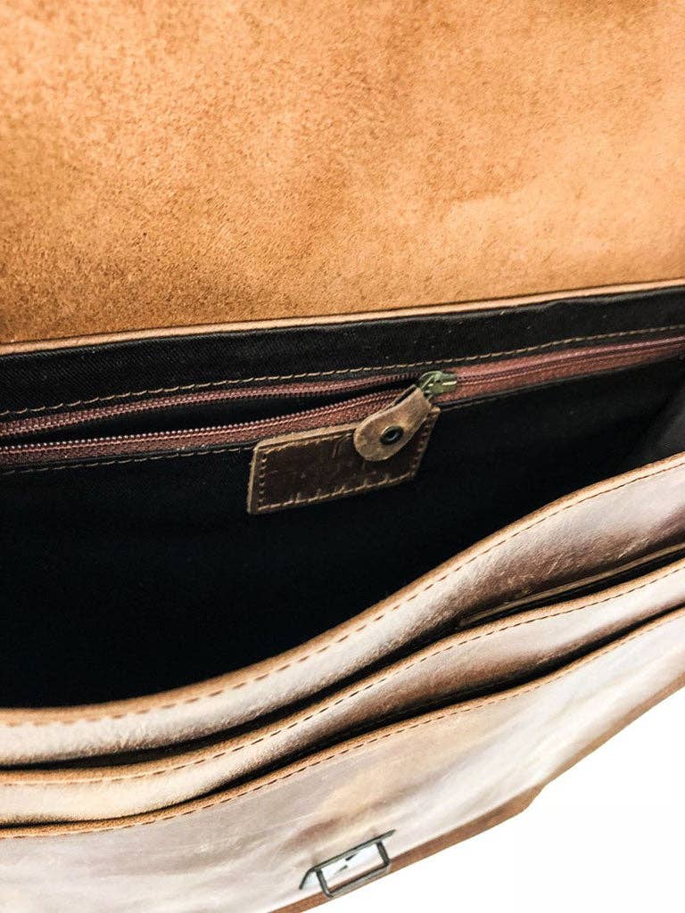 Montreal Leather Satchel - Saddle Brown