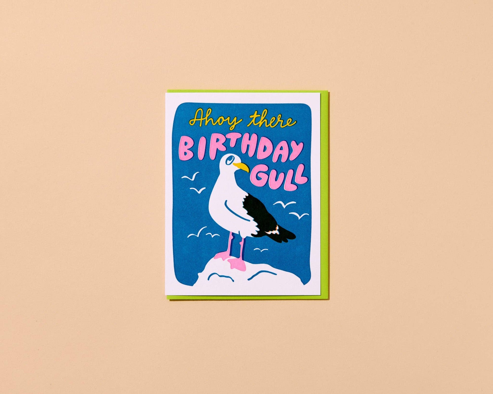 Seaside Letterpress Birthday  Greeting Card – Birthday Gull