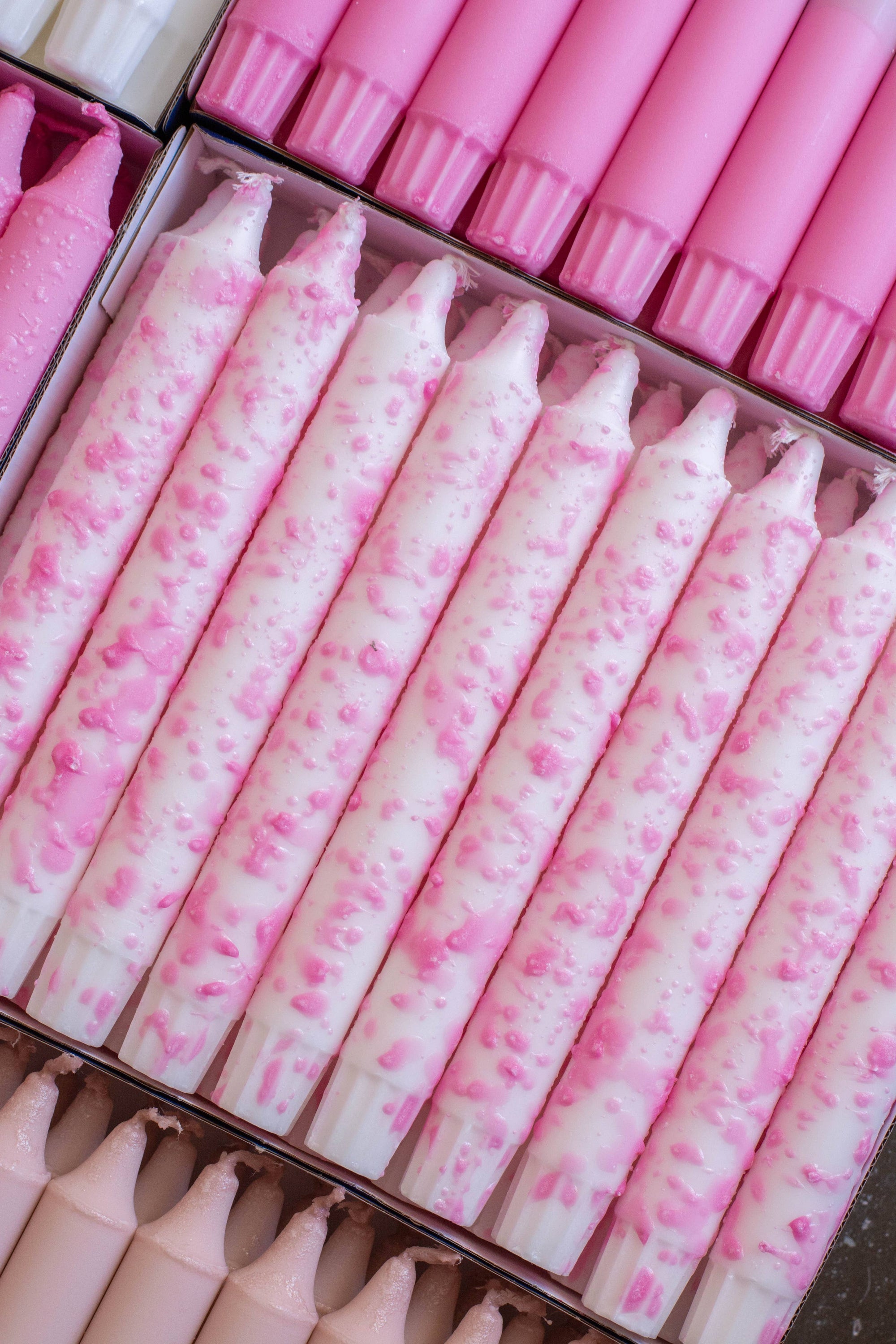 Taper candles- pastel pink confetti