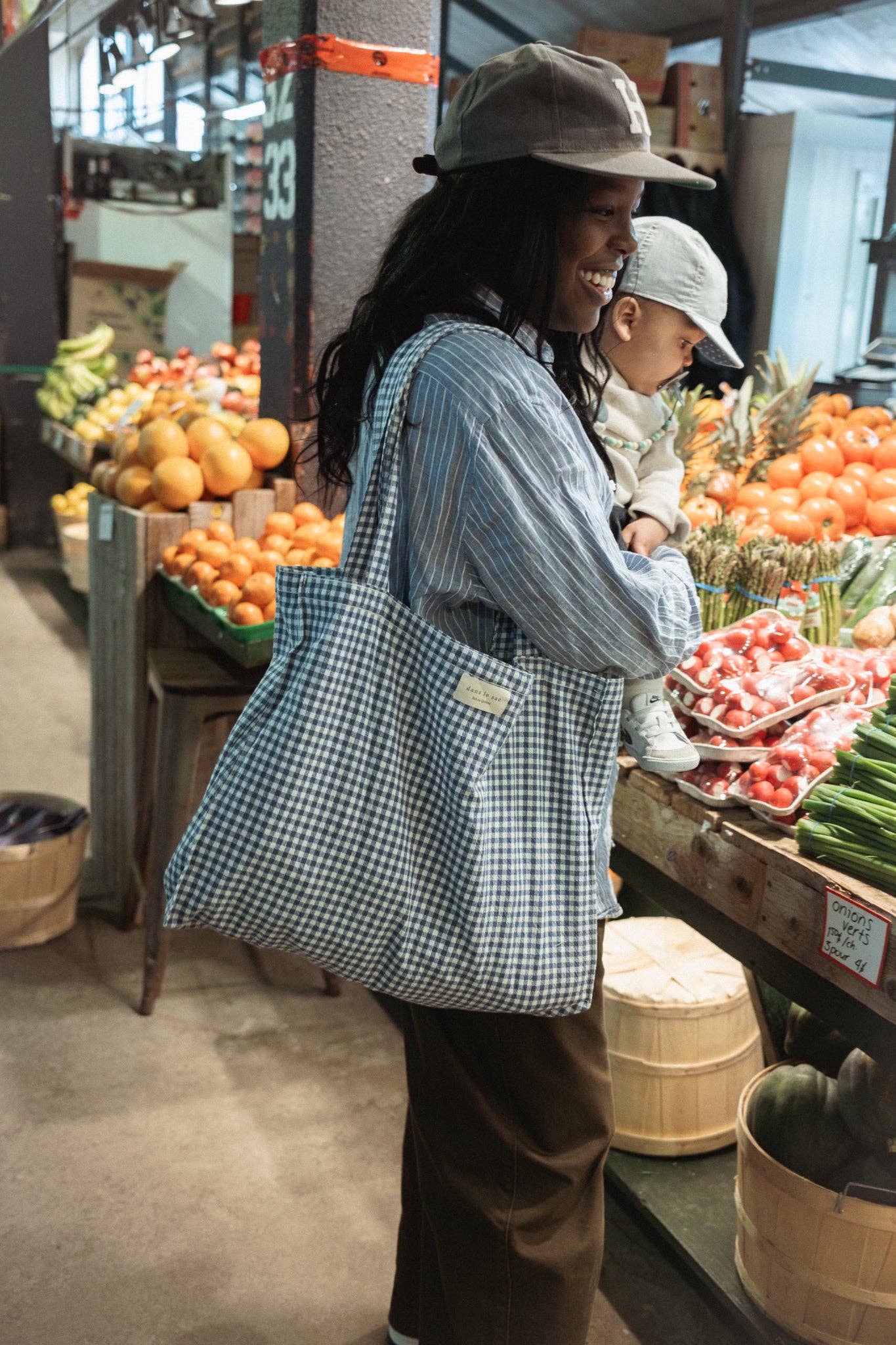 Organic cotton tote bag - Gingham collection