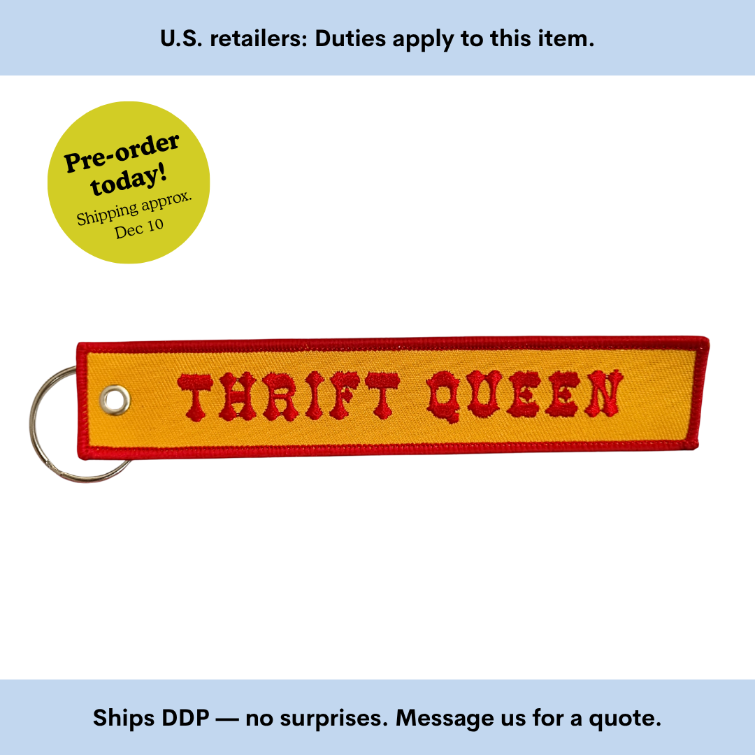 Thrift Queen Embroidered Keychain — Updated Colourway