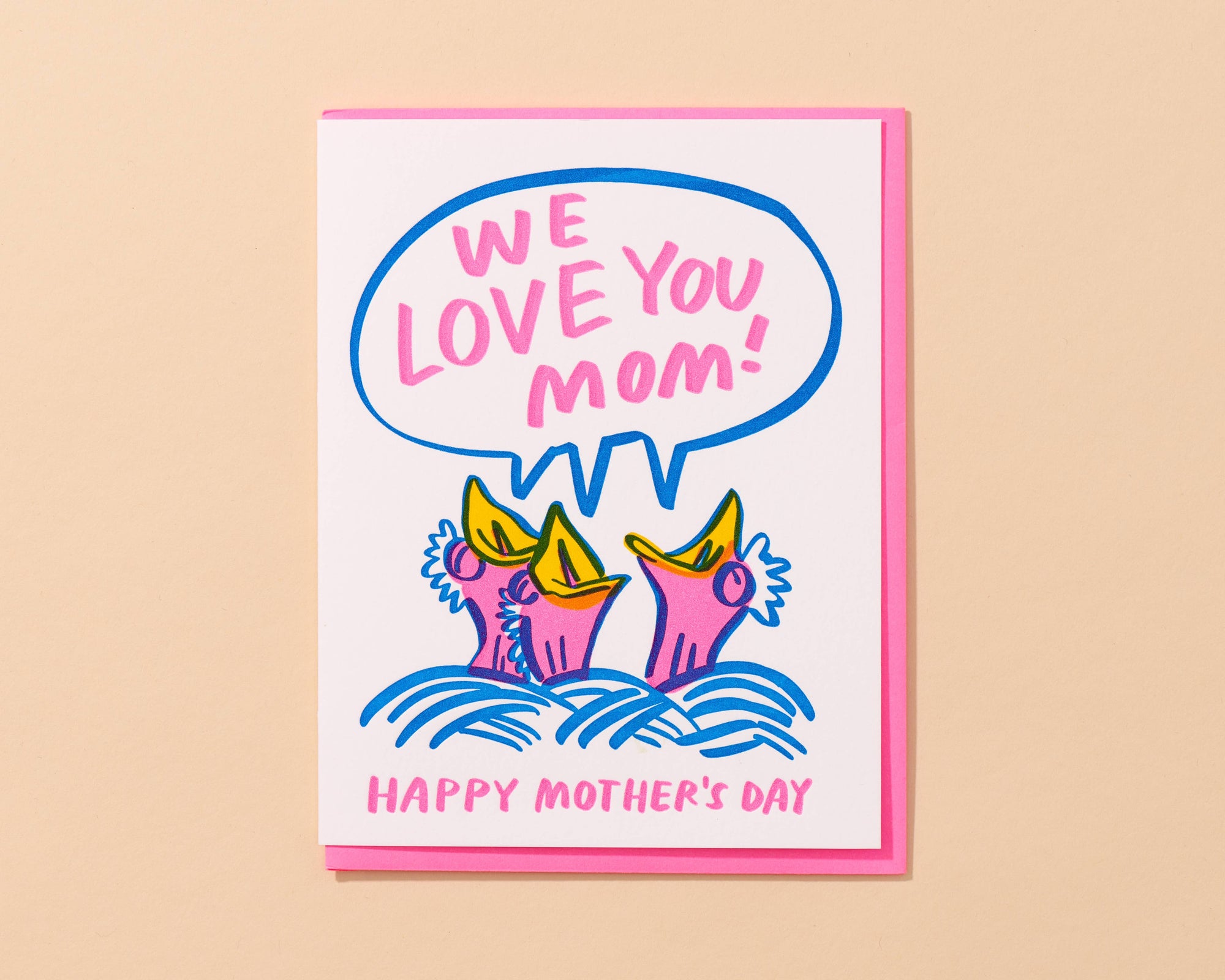 Modern LetterpressMother's Day Greeting Card – Baby Bird Mom