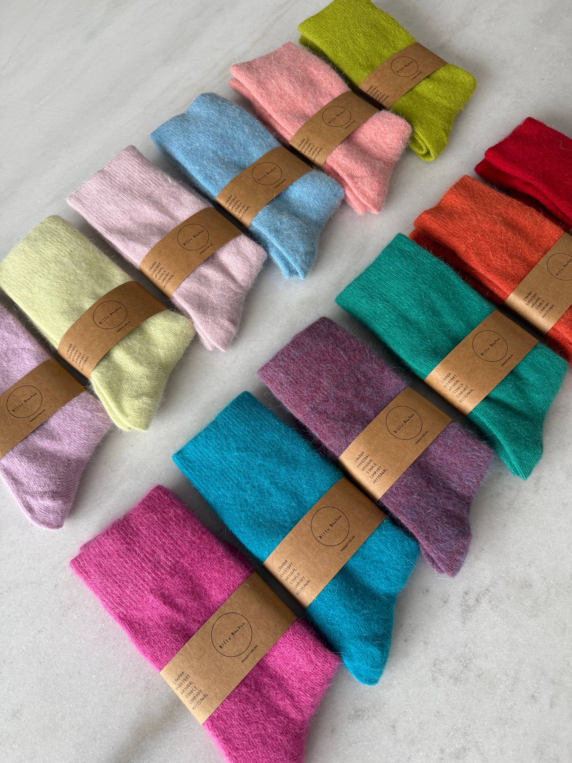 FLUFFY ANGORA SOCKS - crystal bright