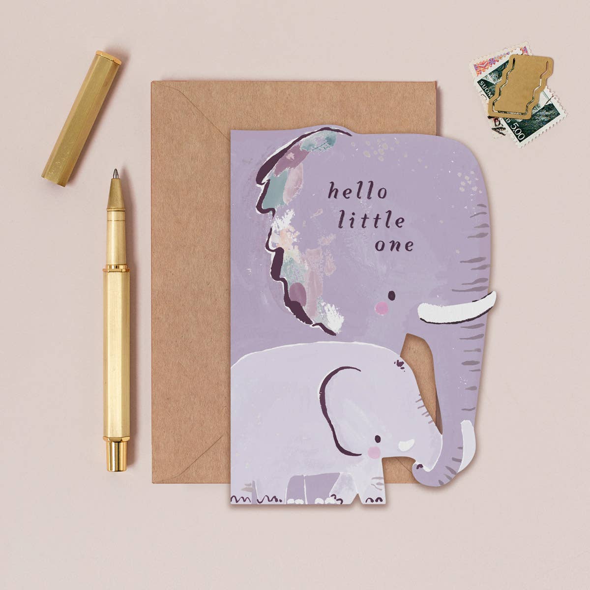 Hello little one Elephant New Baby Card | New Parent Card | Baby Cards