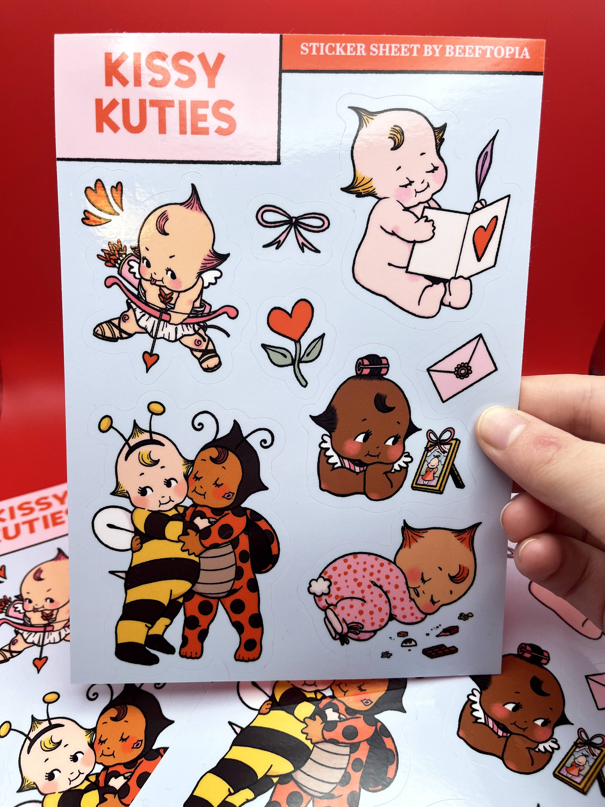 Kissy Kuties Waterproof Vinyl Sticker Sheet