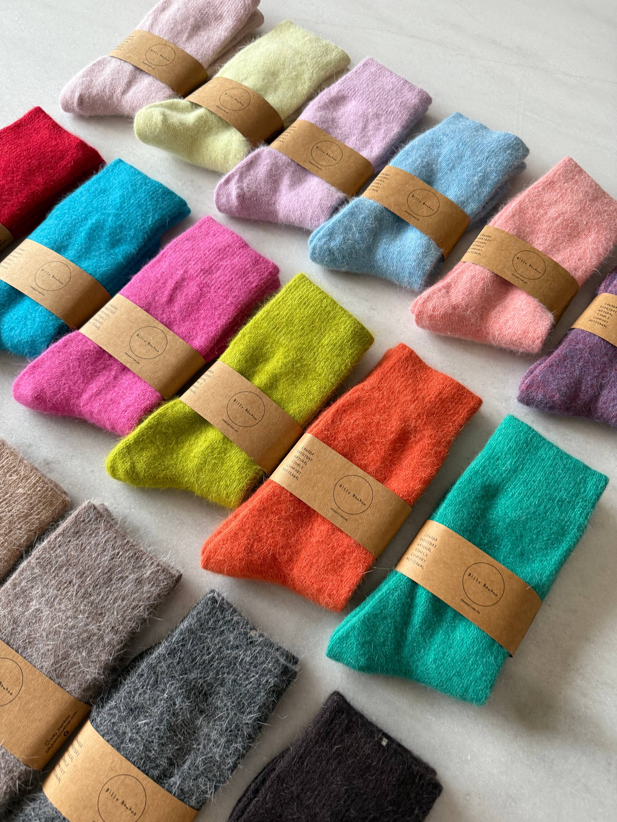 FLUFFY ANGORA SOCKS - crystal bright