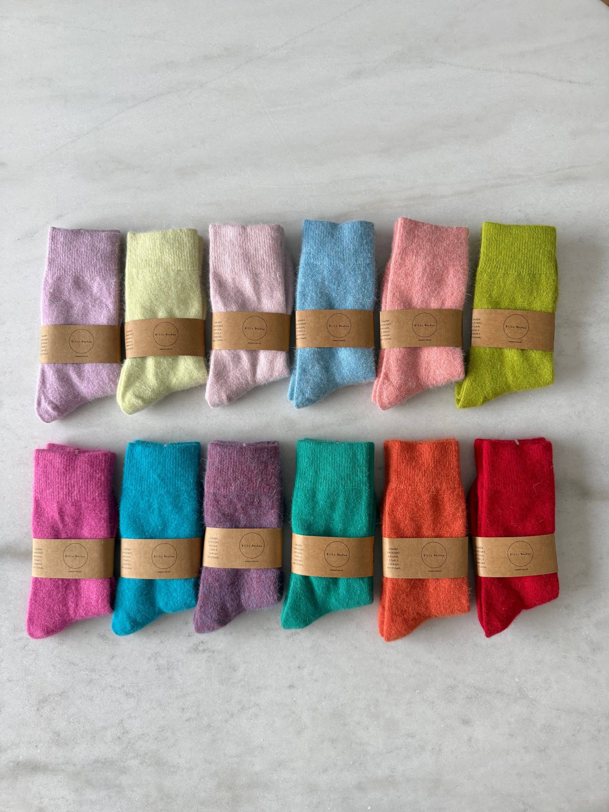 FLUFFY ANGORA SOCKS - crystal bright