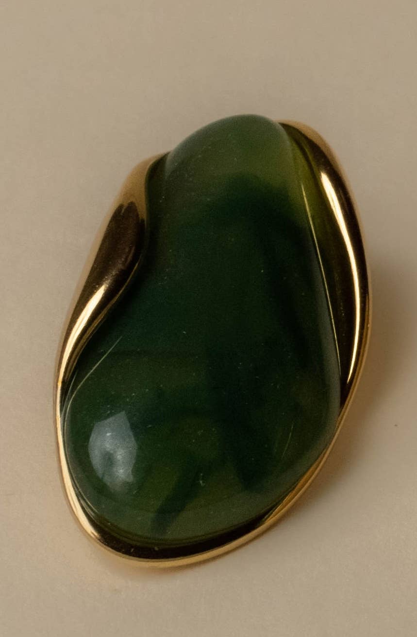 Omari Organic Resin Stone Stud Earrings - Jade Green
