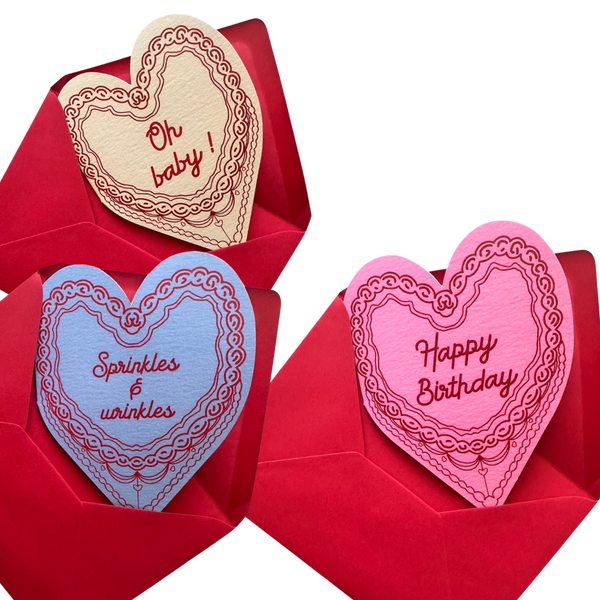 Wrinkles & sprinkles Birthday cake heart card - Studio 205