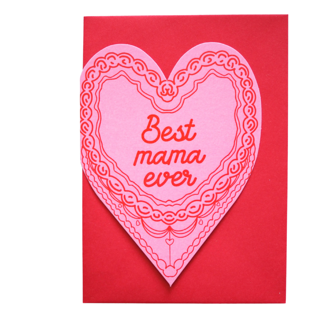Best mama ever cake heart card