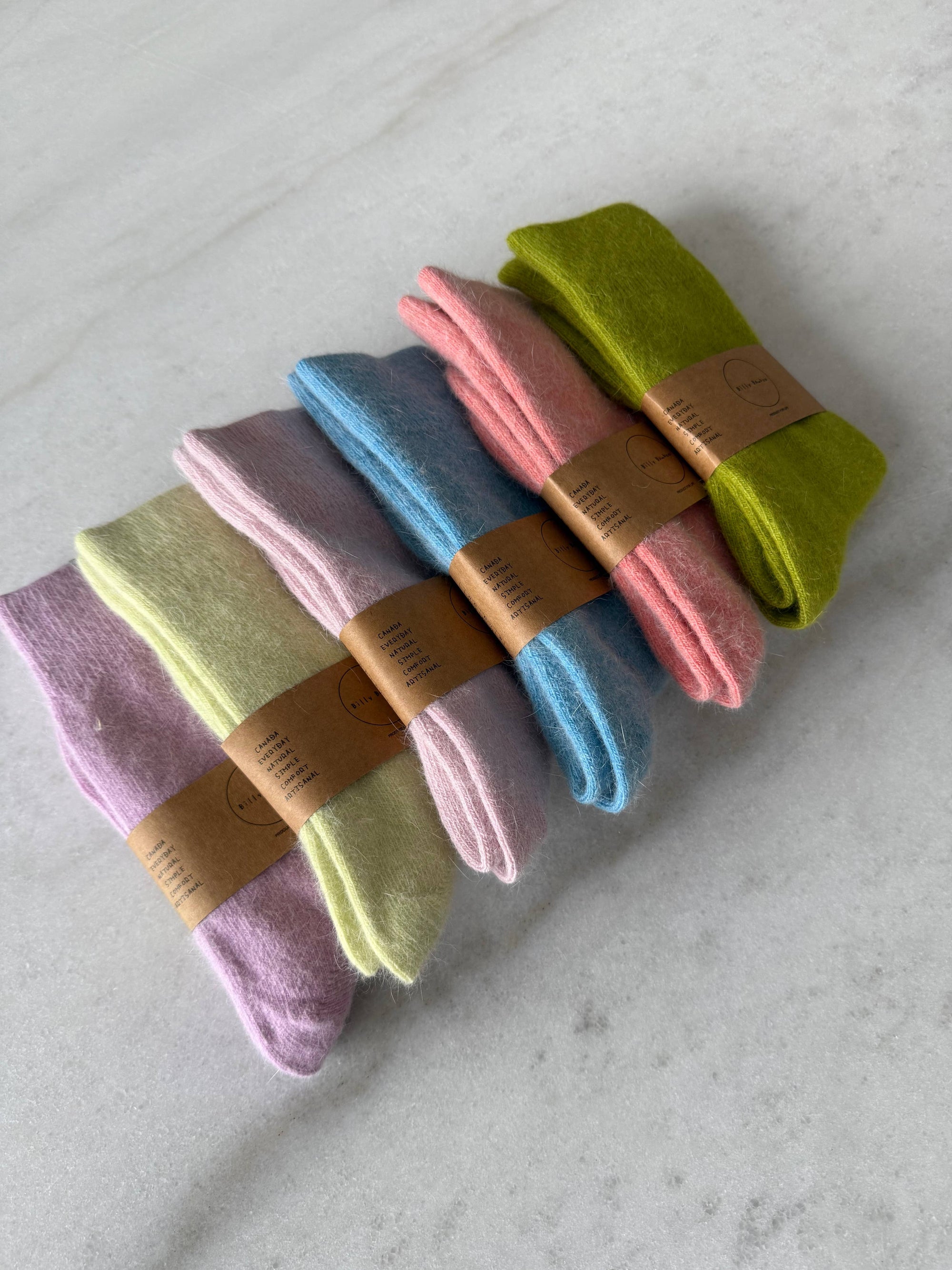 FLUFFY ANGORA SOCKS - crystal bright