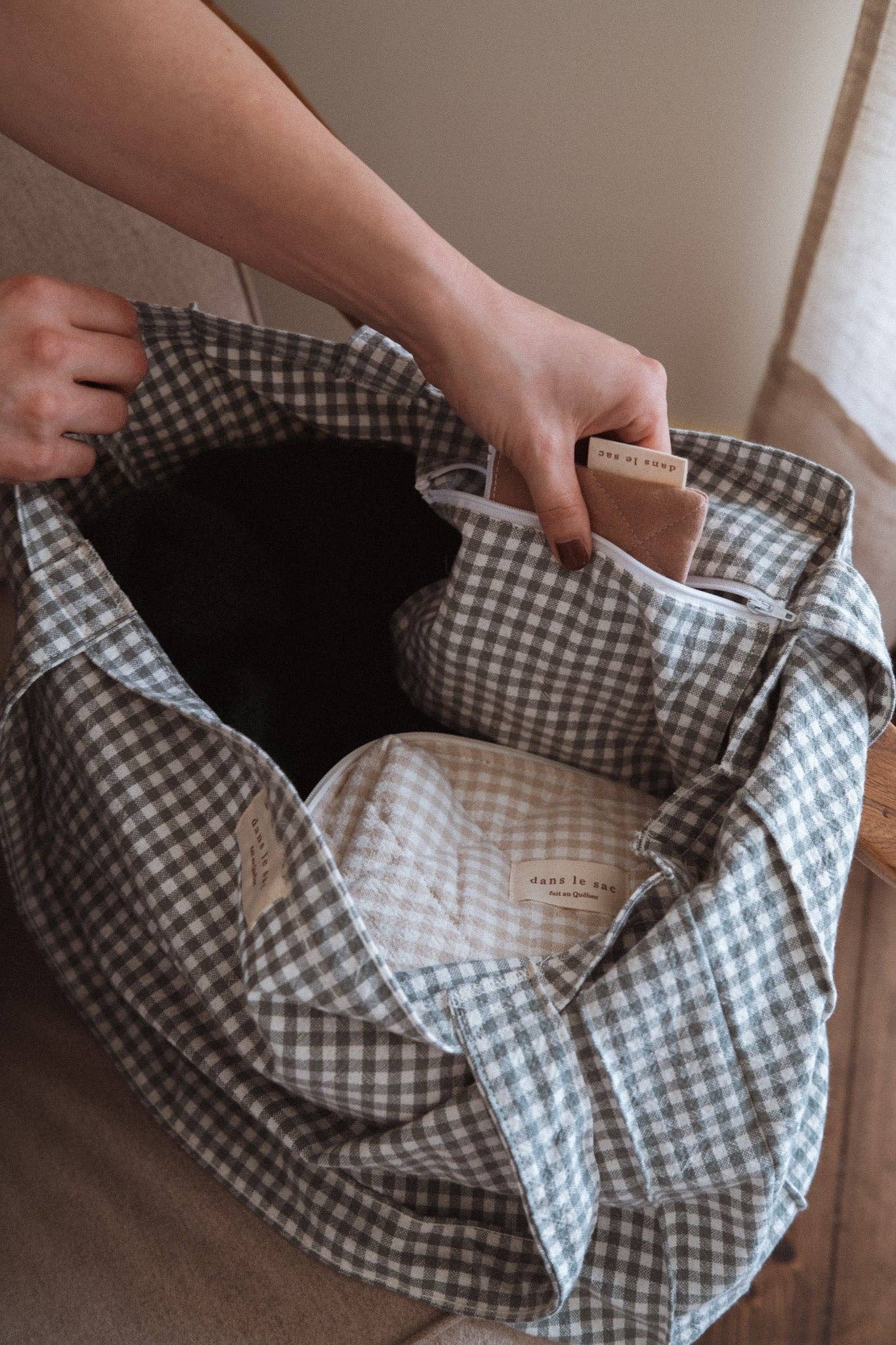 Organic cotton tote bag - Gingham collection