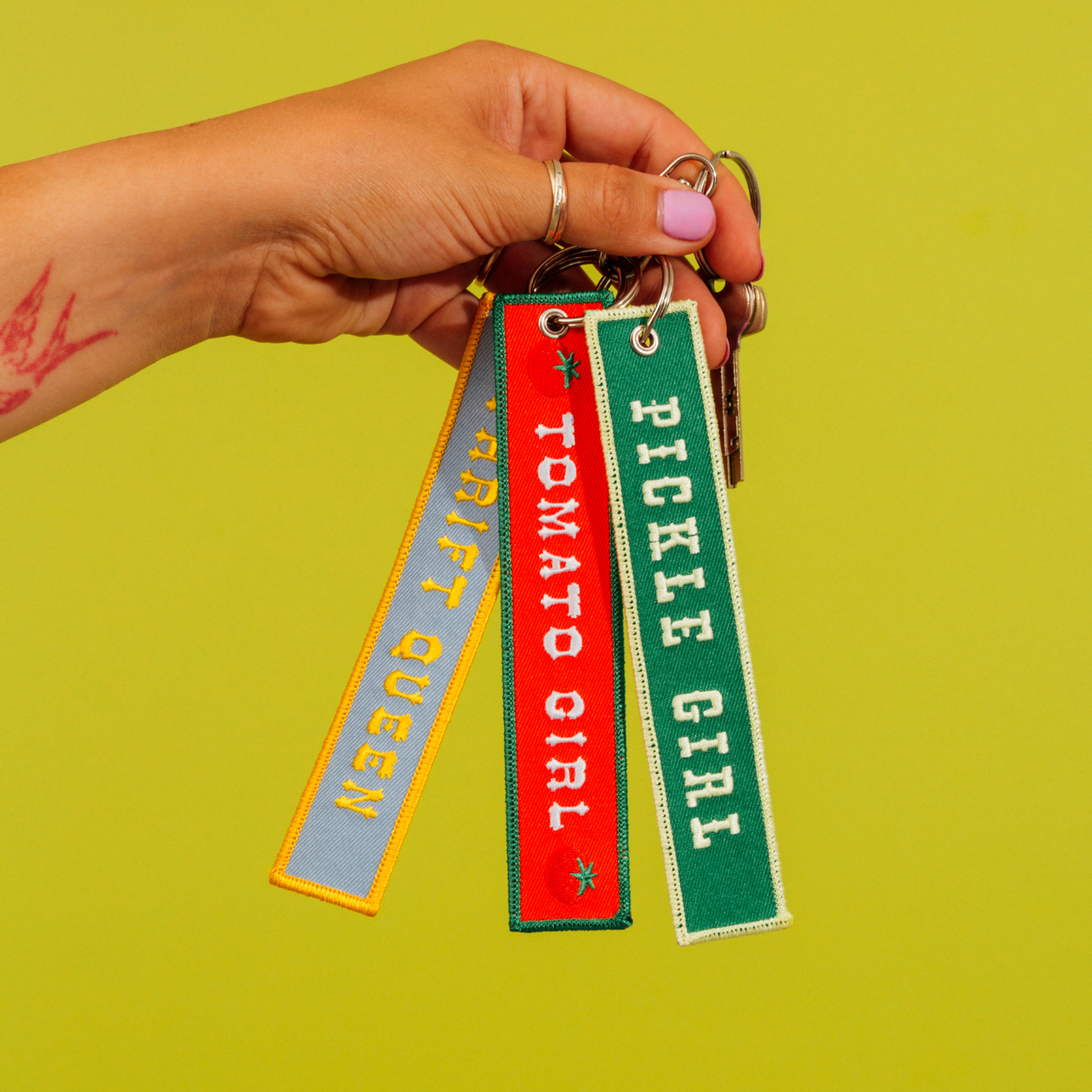 Tomato Girl Embroidered Keychain