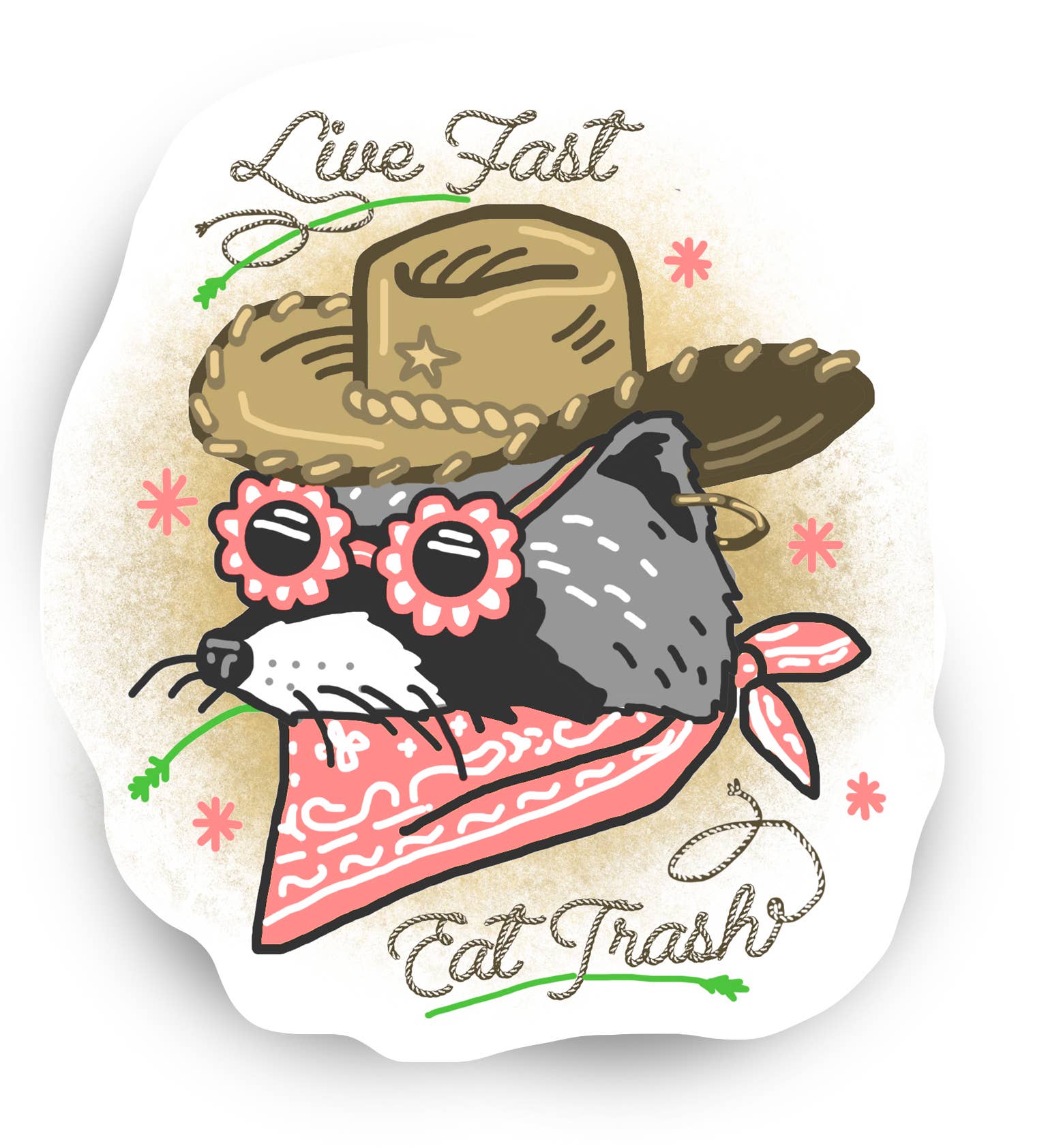 Live Fast Eat Trash Raccoon Sticker