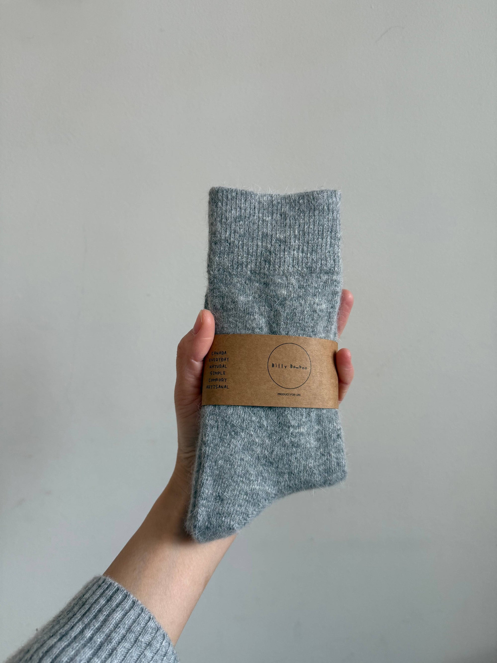 FLUFFY ANGORA SOCKS - crystal bright